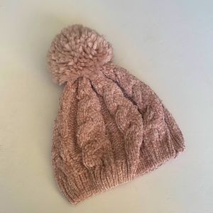 Light Pink Knit Beanie with Large Pom